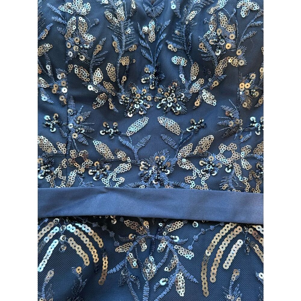 OLEG CASSINI Blue Beaded Sequin Lace Formal Dress Size 10 New With Tags - Picture 13 of 13